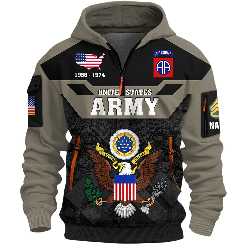 Personalized All Over Print Hoodie Half Zipper Veteran's Creed Custom All Military Branches Gift For Veteran K1702 Trhn