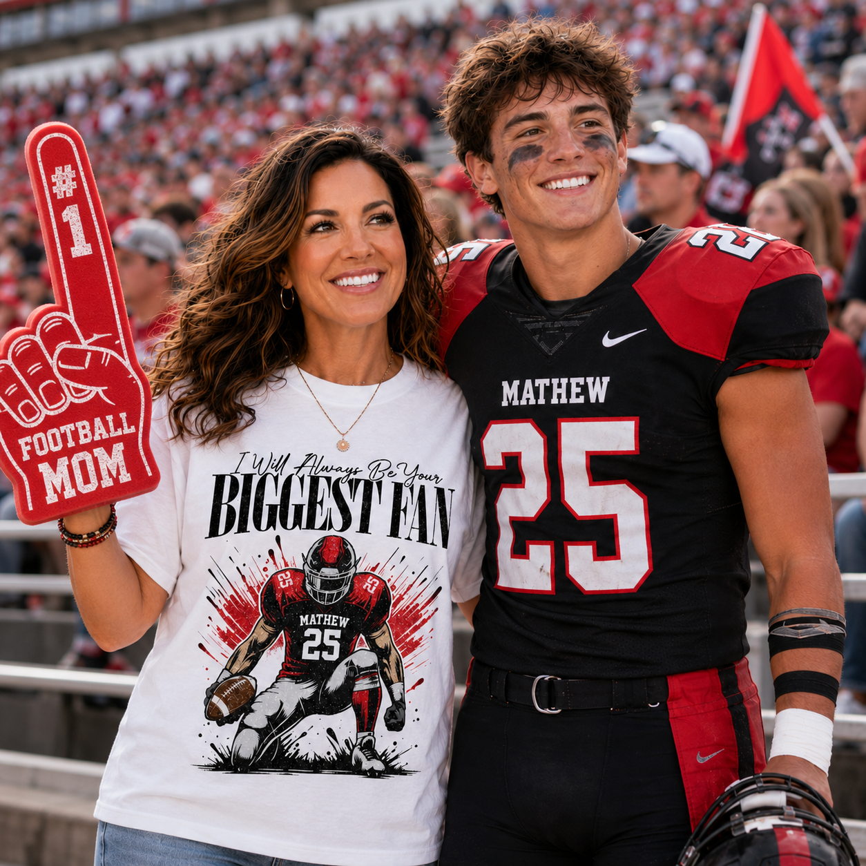 I'll Always Be Your Biggest Fan - Personalized Football Mom Grandma Shirt - Gift For Sport Family T1807 T24