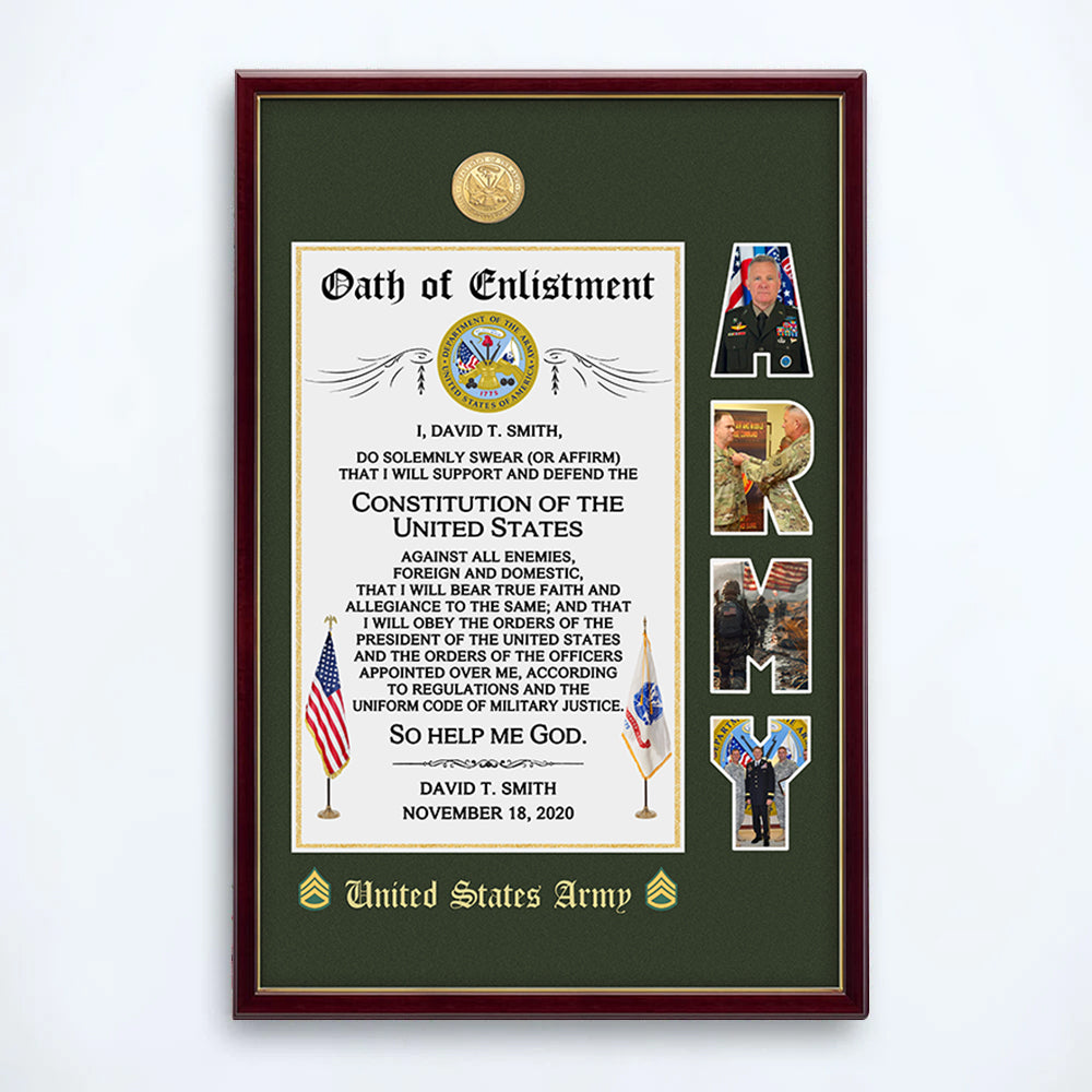 Personalized Canvas And Poster Oath of Enlistment Military Custom Photo Veteran Gift For Veterans
