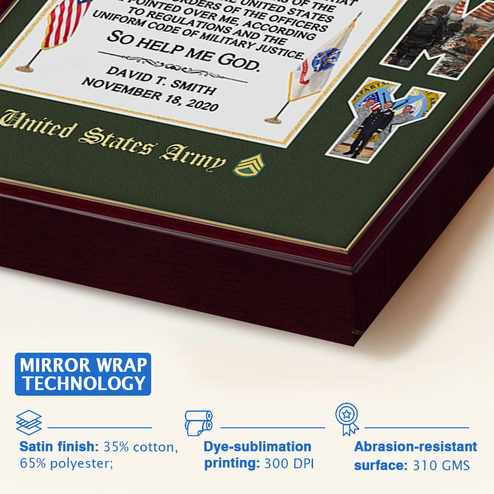 Personalized Canvas And Poster Oath of Enlistment Military Custom Photo Veteran Gift For Veterans