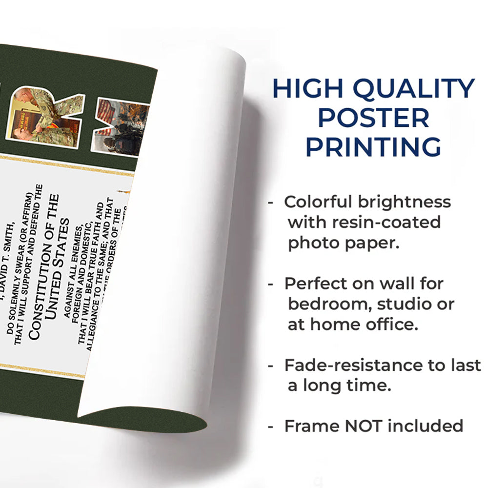 Personalized Canvas And Poster Oath of Enlistment Military Custom Photo Veteran Gift For Veterans