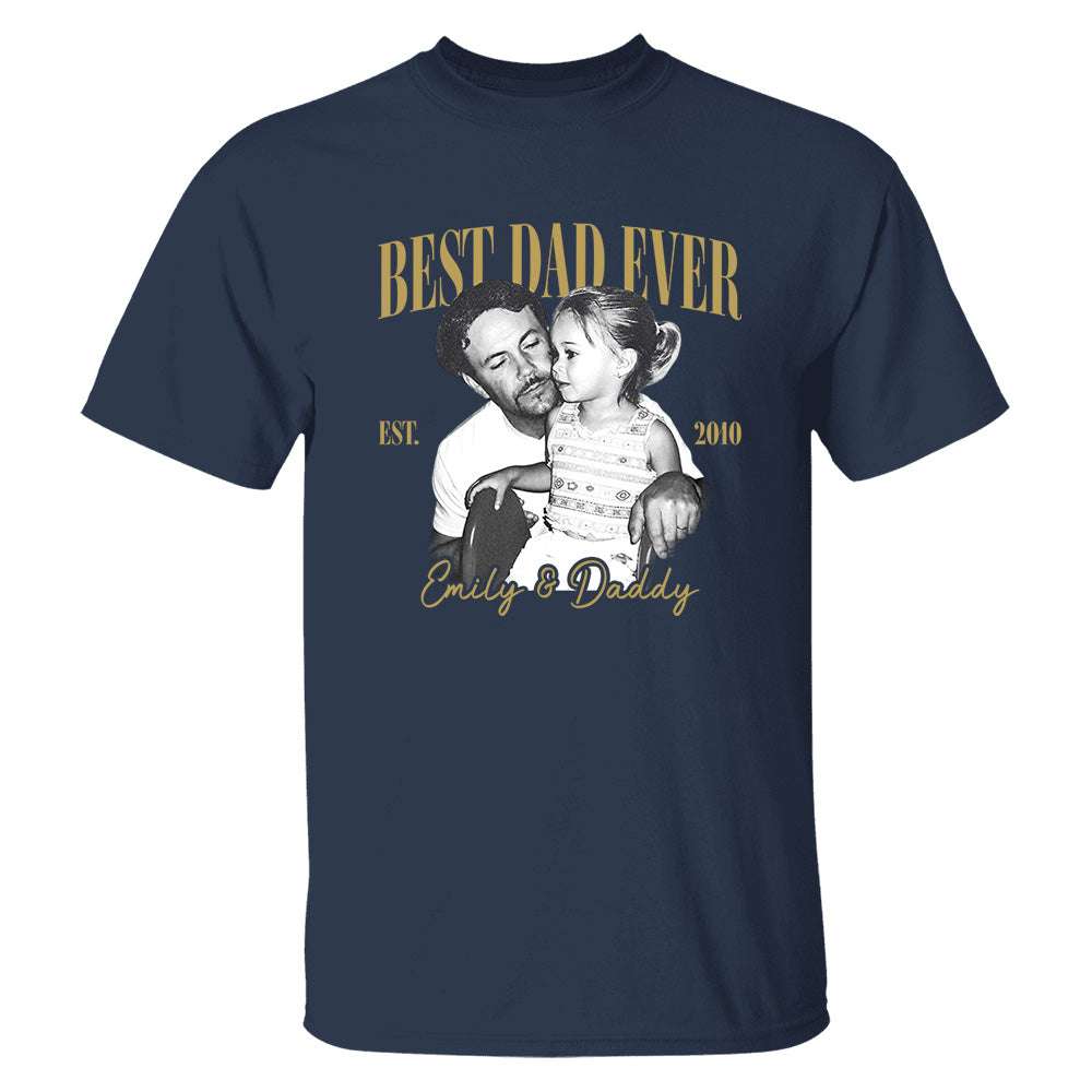 Best Dad Ever Custom Vintage Photo Shirt Fathers Day Gift from Kids, Gift for Husband, New Dad Gift, Family Picture Tee, Dad Est Shirt Vh01 