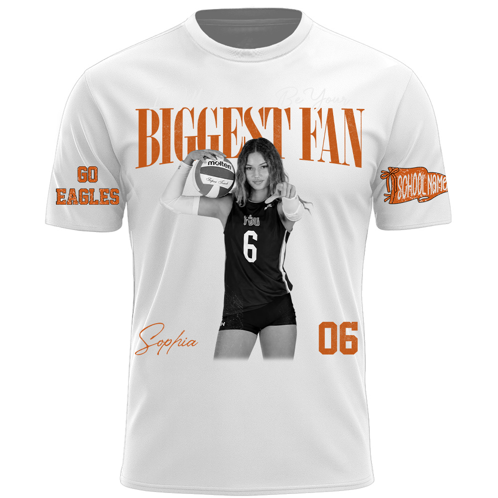 I'll Always Be Your Biggest Fan, Personalized Vintage “Biggest Fan” Volleyball Shirt, Custom School Team Name, Gift For Volleyball Lovers T1807 TH23