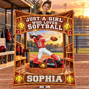 Just A Girl Who Loves Softball, Personalized Softball Blanket, Custom Player Name Gift, Gift For Softball Players Softball Lovers C2408 Nh00 DN10