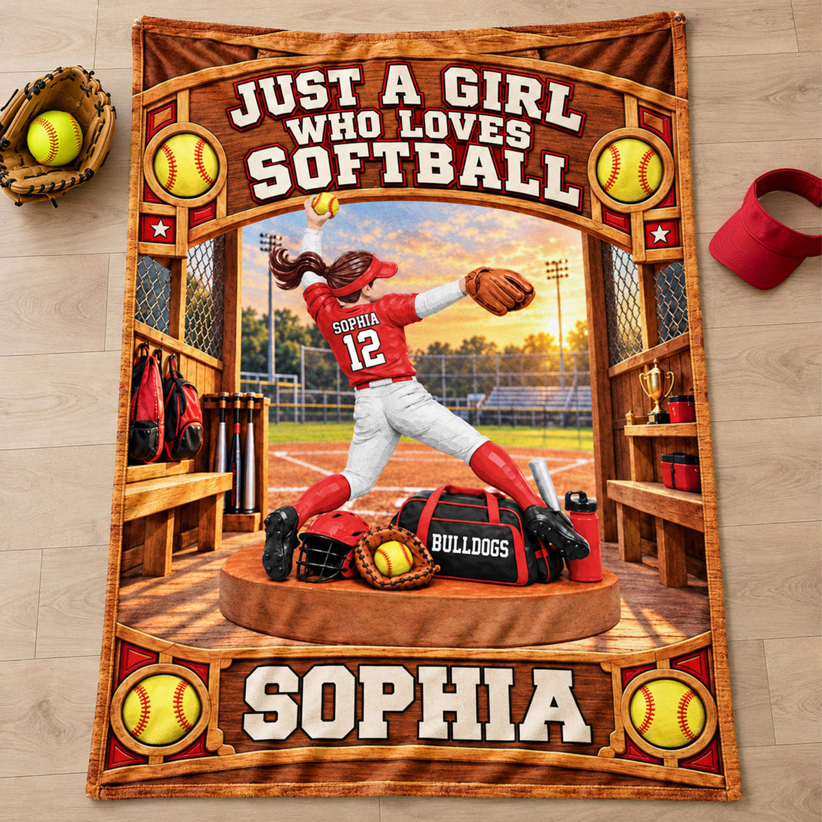 Just A Girl Who Loves Softball, Personalized Softball Blanket, Custom Player Name Gift, Gift For Softball Players Softball Lovers C2408 Nh00 DN10