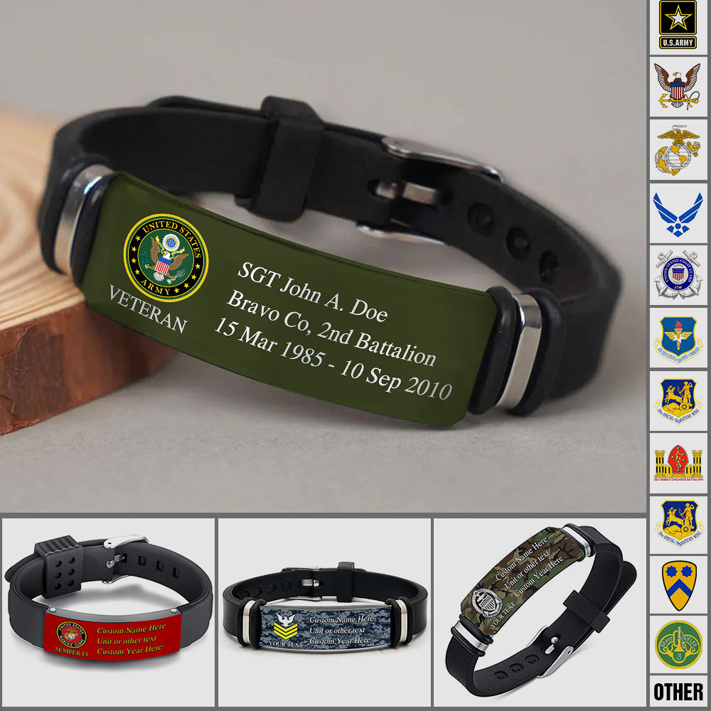 Military Bracelet Custom All Military Branches Pattern Camo Design Gift For Veteran K1702 Trhn