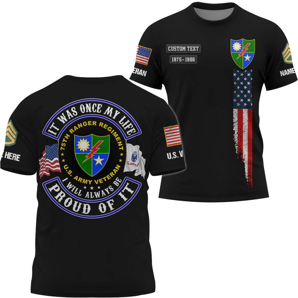 Personalized All Over Print Shirt It Was Once My Life US Veteran I Will Always Be Proud Of It Gift For Veterans K1702 Trhn