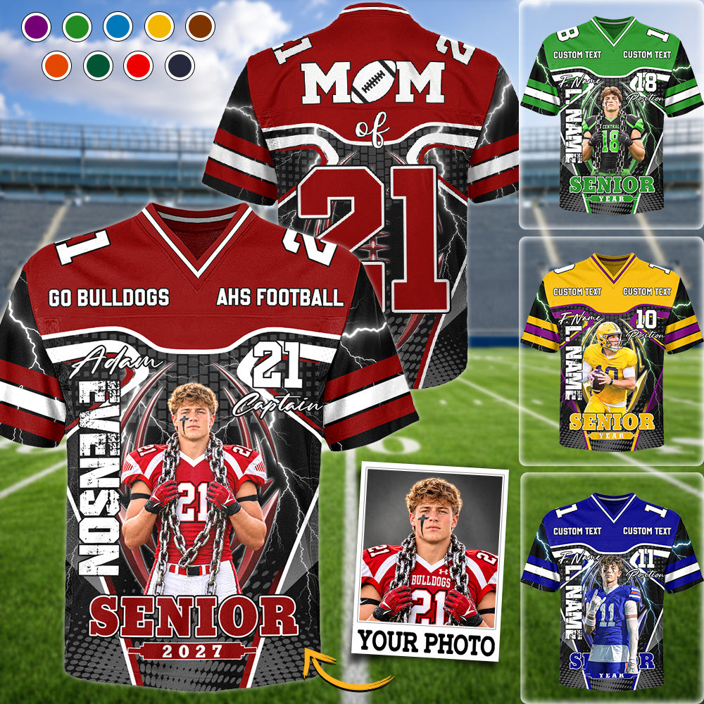 Custom Photo Senior 2026 2027 Football Jersey Shirt For Football Mom Dad Family Game Day Shirt H2511 Trna