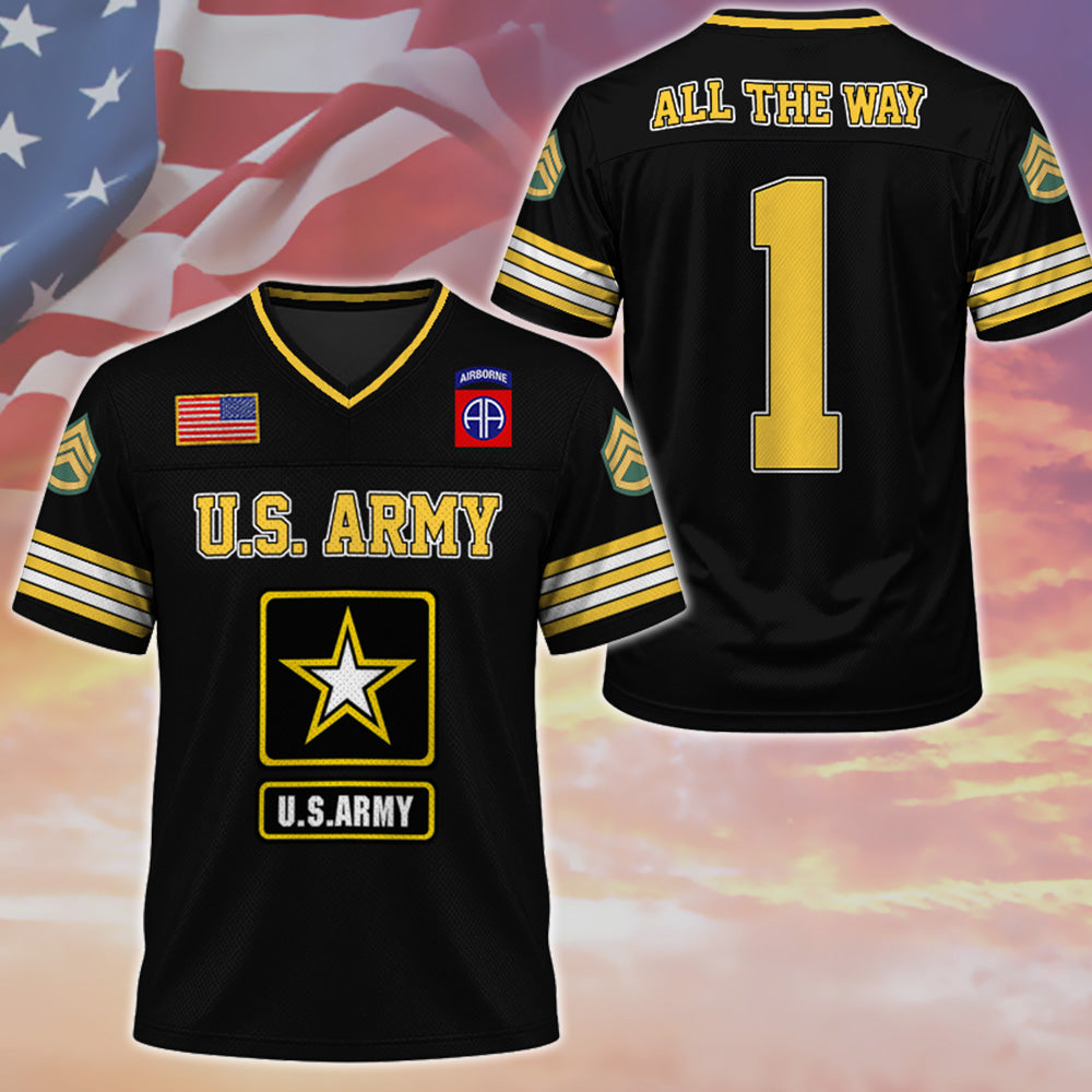 Custom US Military Football Jersey Available All Branches Rank Division Name For Military Retirement Veteran Dad Grandpa K1702 MT2