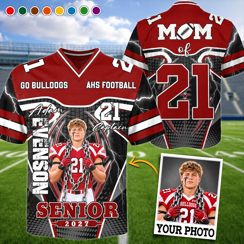 Custom Photo Senior 2026 2027 Football Jersey Shirt For Football Mom Dad Family Game Day Shirt H2511 Trna