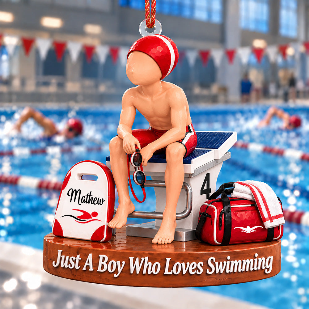 Just A Girl Who Loves Swimming- Personalized Gymnastics Ornament, Gift for Swimmers A2110 T24