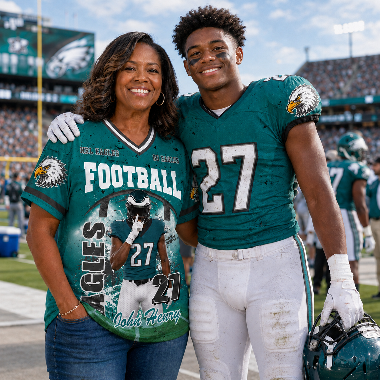 Custom Football Mom Jersey with Photo & Player Number – Personalized Game Day Shirt Hv01