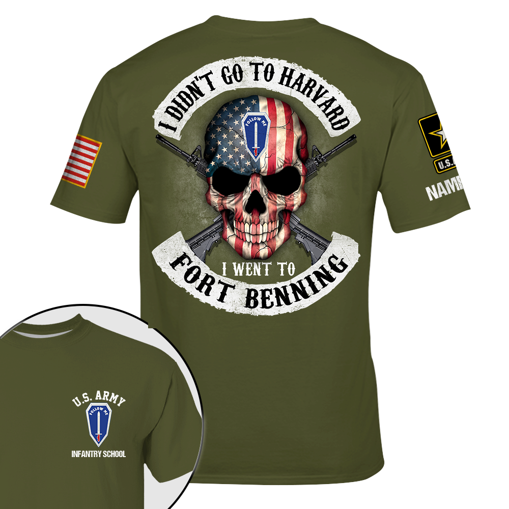 I Didn't Go To Harvard I Went To Military Base Skull Veteran Personalized All Over Print Shirt Gift For Soldier K1702