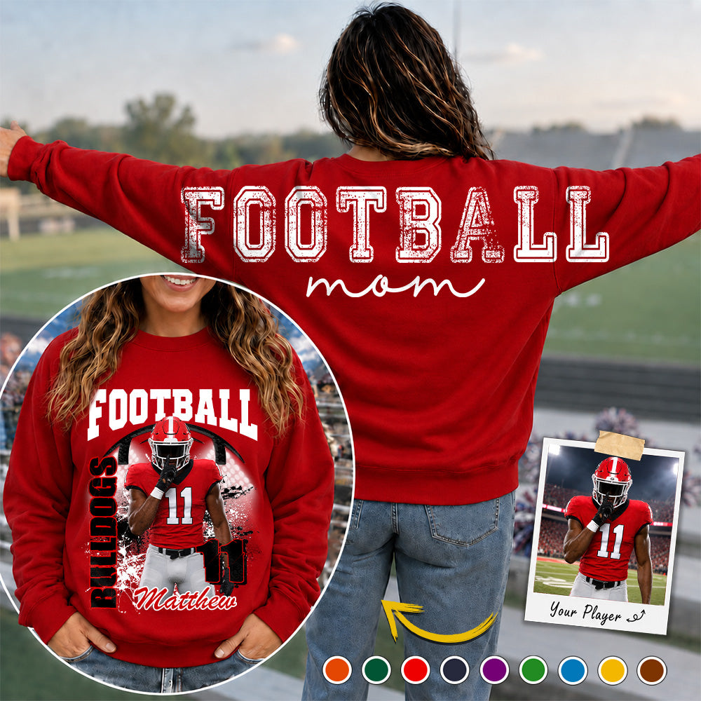 Custom Football Mom Sweatshirt,   Game Day Football Mom, Sports Mom Gift L0411 Hv01