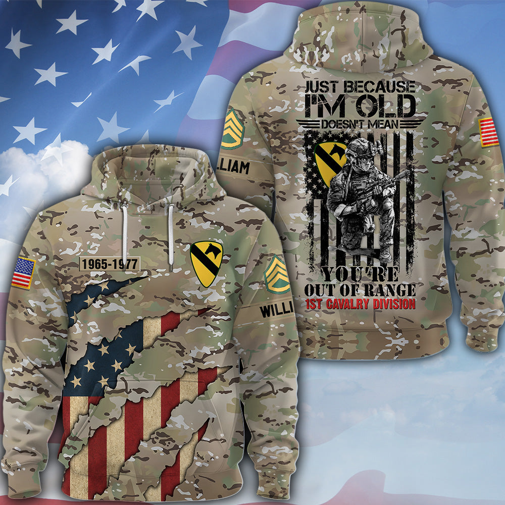 Personalized Veteran Shirt Just Because I'm Old Doesn't Mean You're Out Of Range Camouflage Military Shirt Gift For Veterans K1702 MT2
