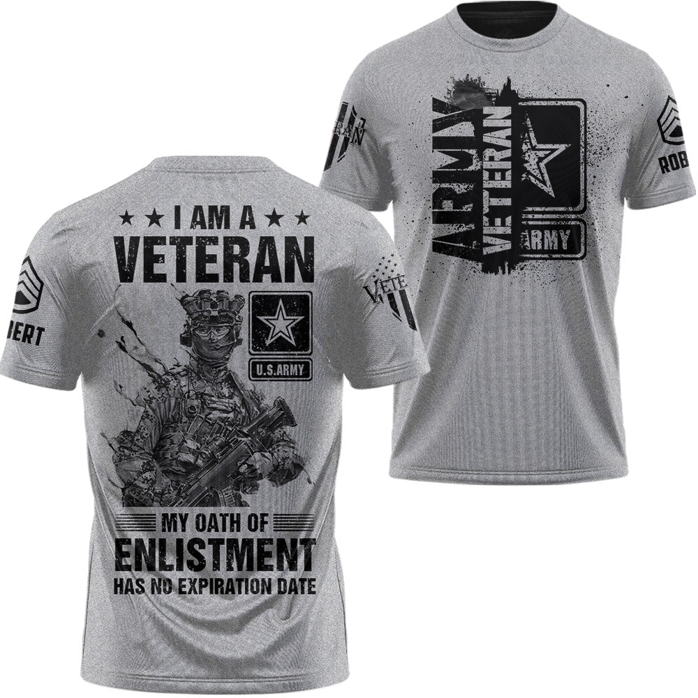 Personalized All Over Print Shirt  I Am A Veteran My Oath of Enlistment Has No Expiration Date Custom All Military Branches Gift For Veterans K1702 Trhn
