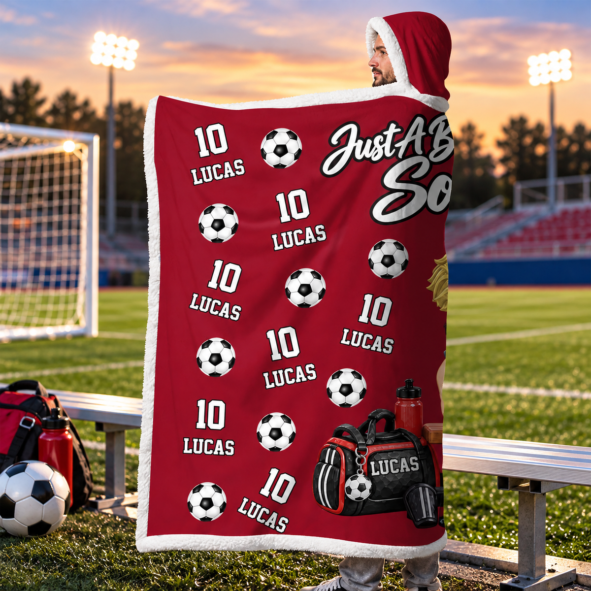 Just A Boy Who Loves Soccer, Personalized Soccer Wearable Blanket Hoodie For Soccer Lovers, Soccer Players MI209 VH01 DN10