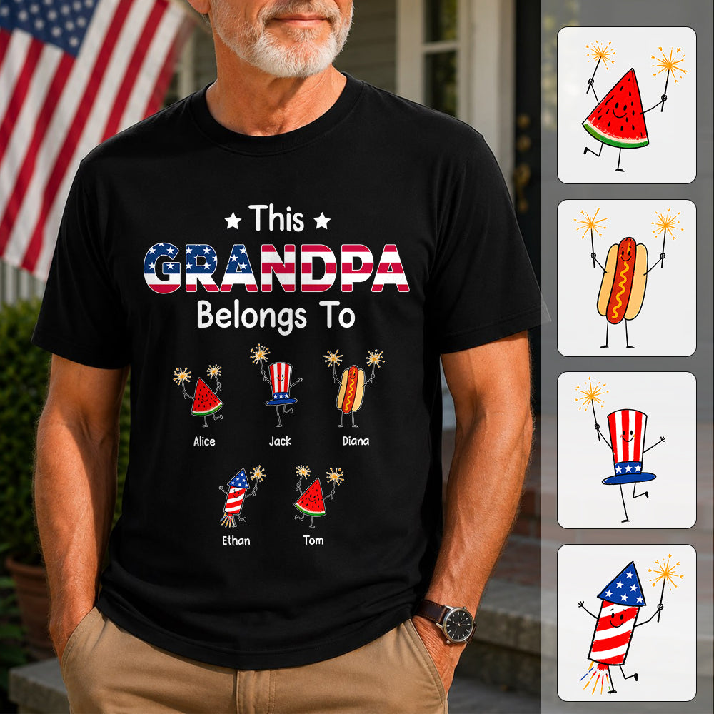 Personalized This Grandpa Belongs To Shirt, Custom Grandparents Shirt, Father's Day Gift, America 250th Anniversary Shirt, Patriotic Grandpa Tee 2026 Na02 TH23