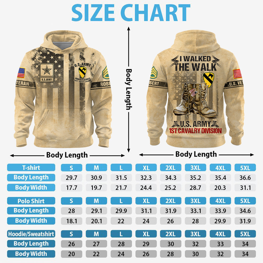 Personalized All Over Print Shirt – I Walked The Walk – US Veteran All Branch Gift K1702 Trhn