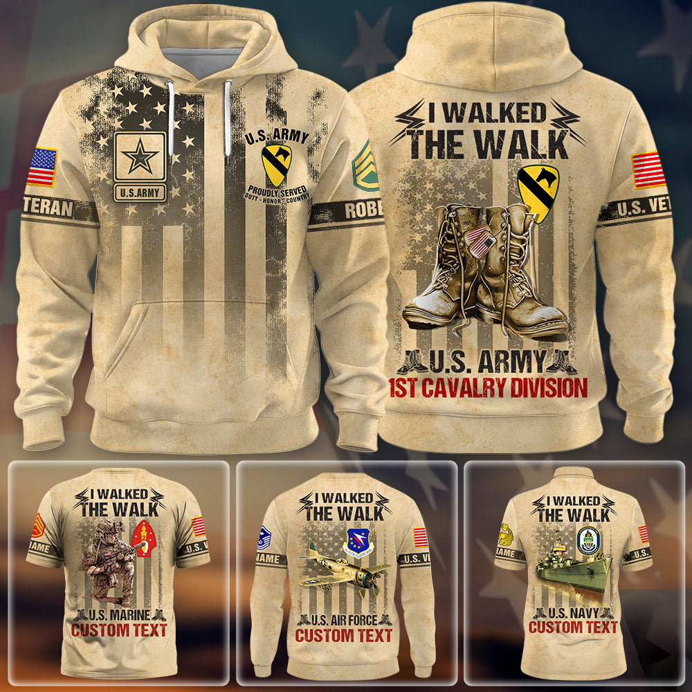 Personalized All Over Print Shirt – I Walked The Walk – US Veteran All Branch Gift K1702 Trhn