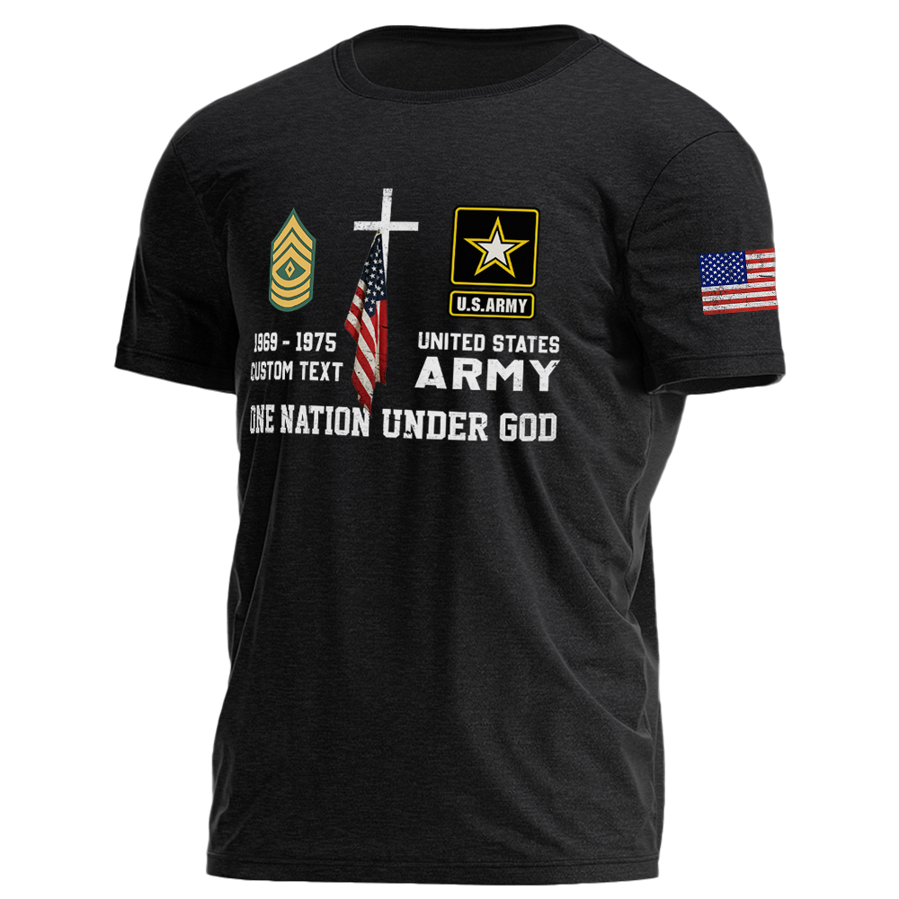 One Nation Under God Personlized Shirt For Veteran Custom Rank and Branch K1702