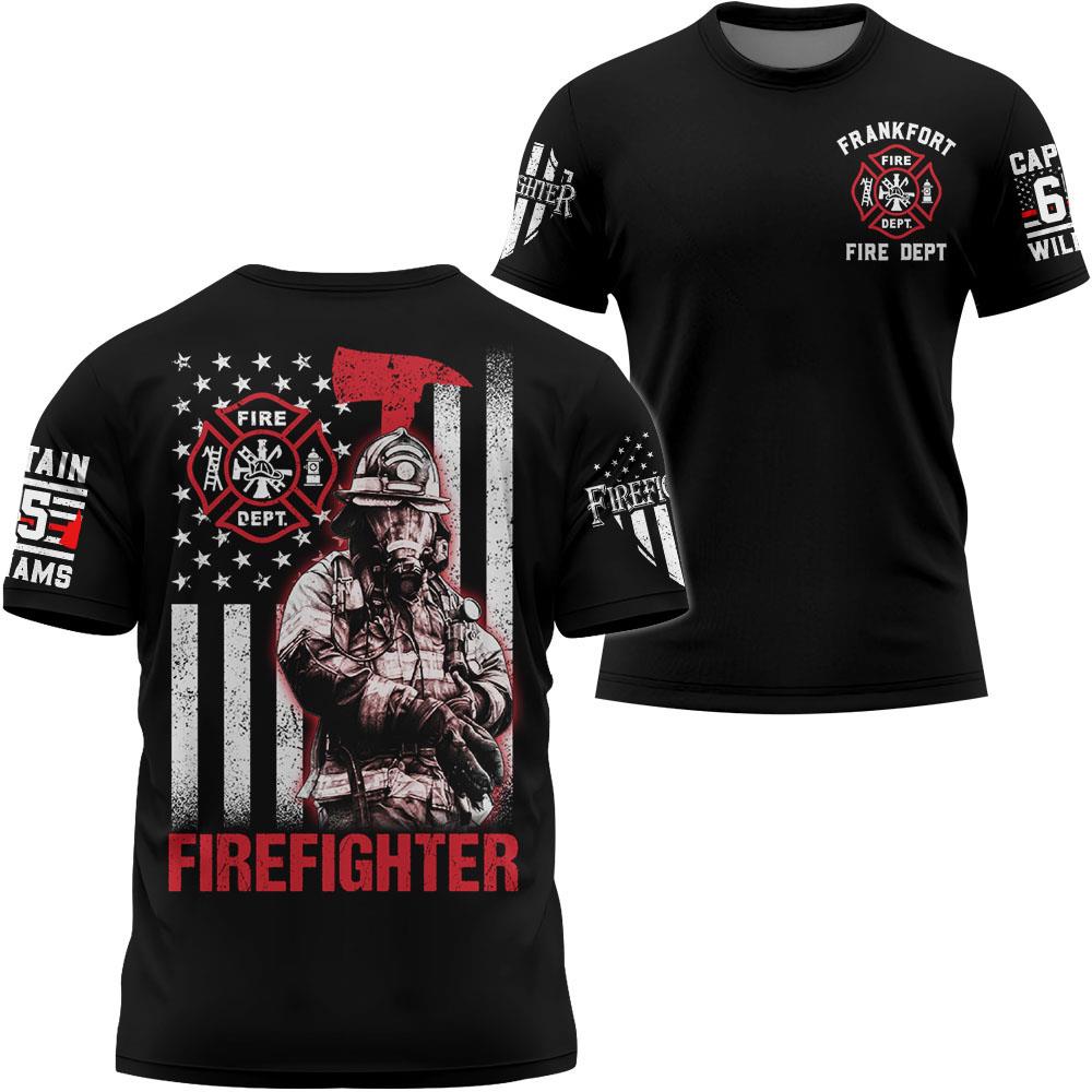 Custom Firefighter Shirts Custom Name And Number Fire Department All Over Print Shirt K1702