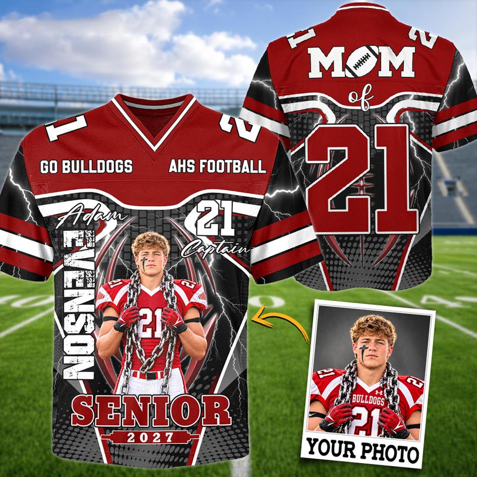 Custom Photo Senior 2026 2027 Football Jersey Shirt For Football Mom Dad Family Game Day Shirt H2511 Trna