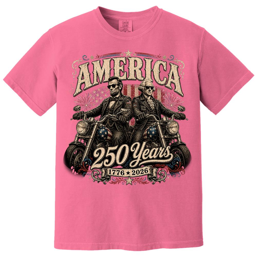 America 250 Years Biker MC Patriotic Motorcycle Shirt, 1776 2026 USA 250th Anniversary Vintage Graphic Tee Hv01