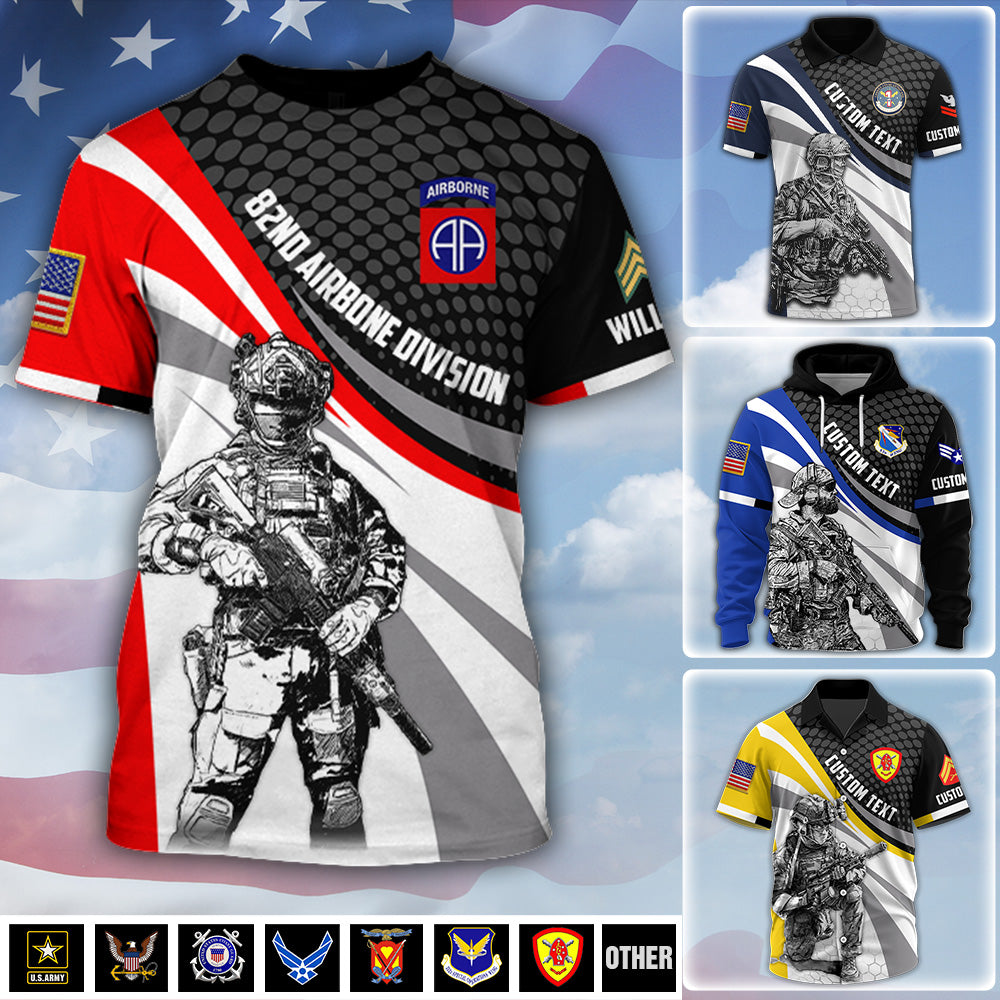 Custom Military Shirt Veteran Military Division Rank Available To All Military Branches For Soldier Veteran All Over Print Shirt K1702 MT2