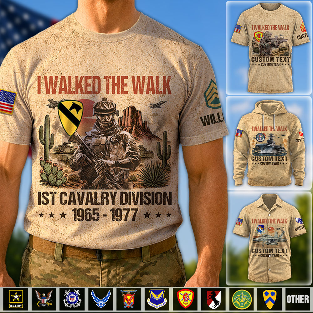 Walked The Walk, Custom Military Patches - Veteran Gift, Personalized All Over Print Shirt  K1702 MT2