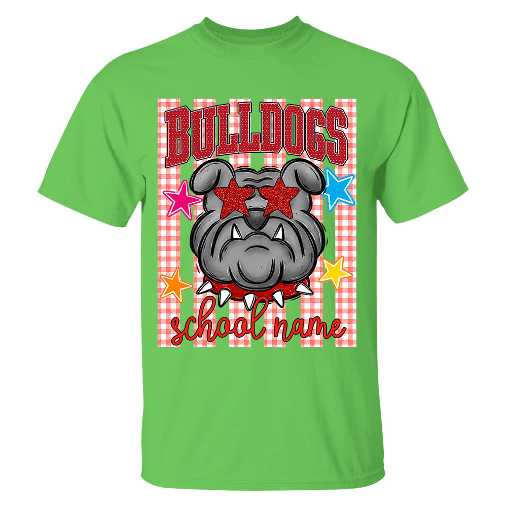 Personalized School School Spirit Mascot Striped Pattern T-Shirt For Teacher, Preppy Back To School, Gifts For Teacher Student MI209 TH23