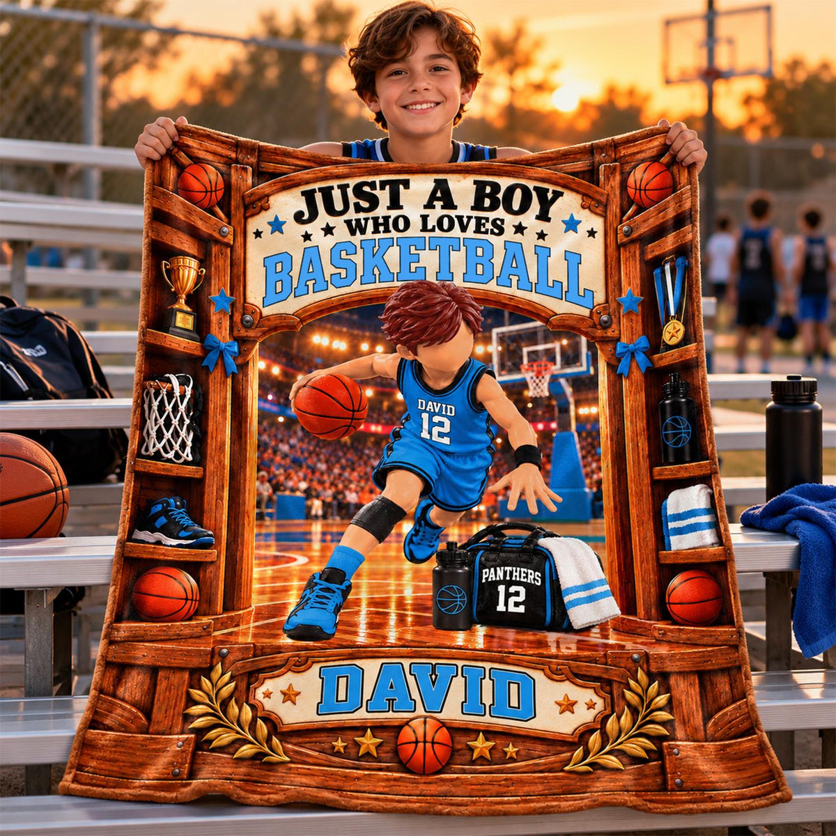 Just A Boy Who Loves Basketball Blanket, Personalized Basketball Blanket, Custom Name Basketball Gift, Gift for Basketball Na02 Hv01 KL07