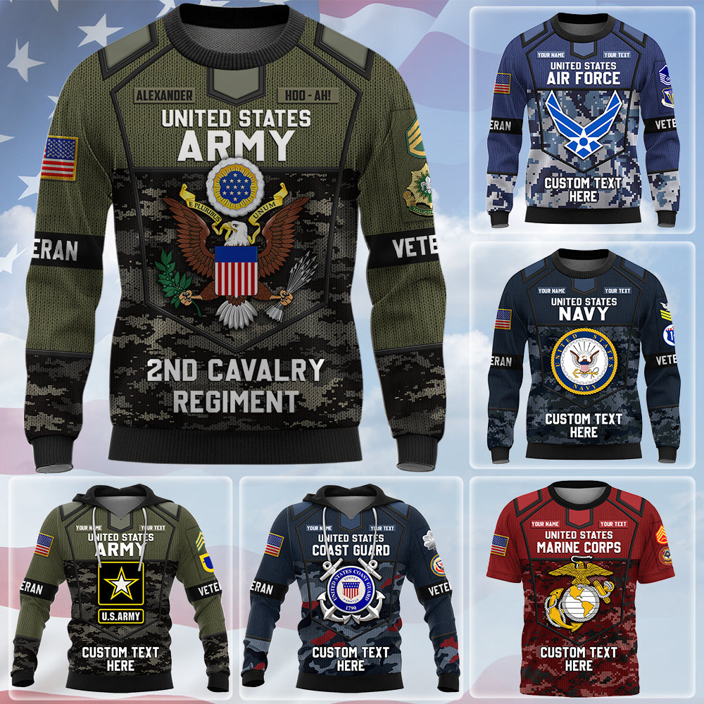 Personalized All Over Print Veteran Shirt Available All Military Branch Custom Unit Patches, Rank Gift For Veteran K1702 Trhn