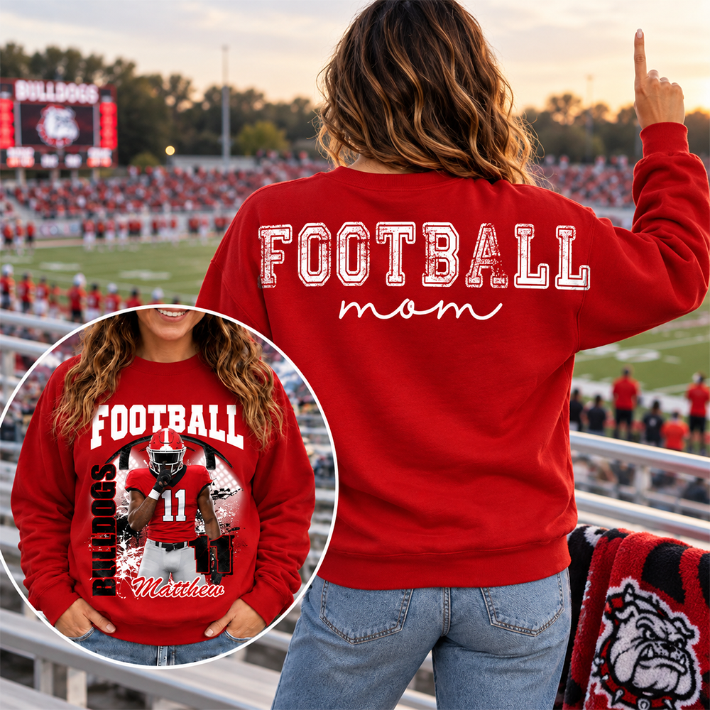 Custom Football Mom Sweatshirt,   Game Day Football Mom, Sports Mom Gift L0411 Hv01