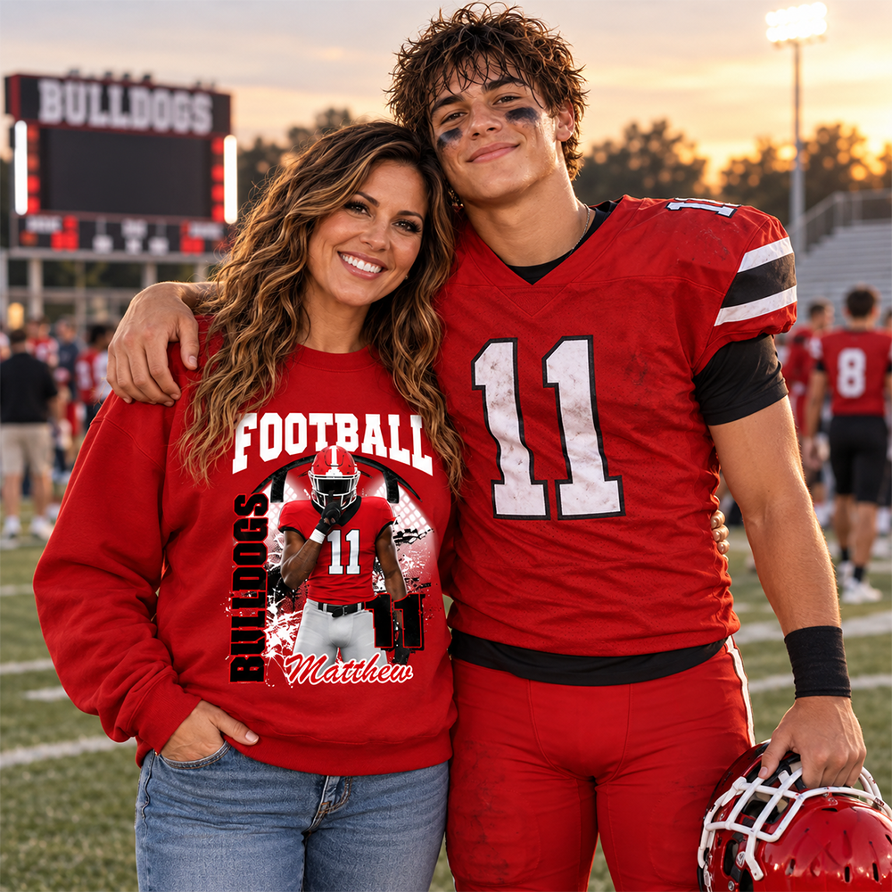 Custom Football Mom Sweatshirt,   Game Day Football Mom, Sports Mom Gift L0411 Hv01