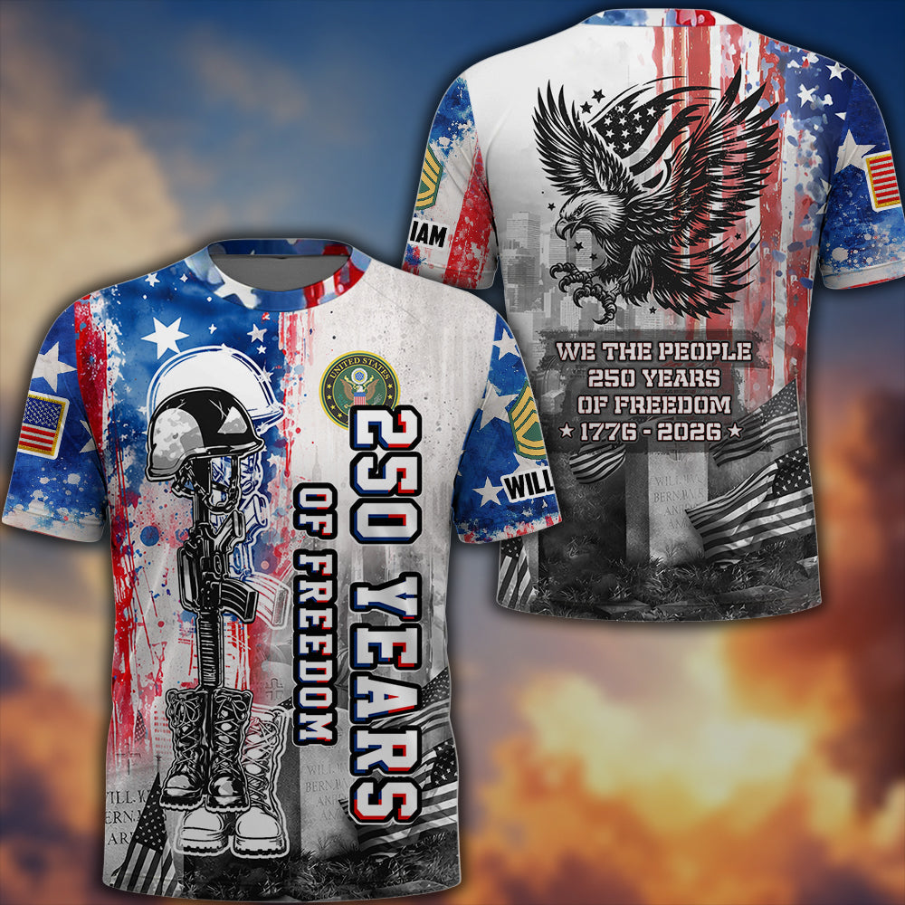 Custom Shirt 250 Years Of Freedom Gift For Veterans Military Gift All Military Branches All Over Print Shirt K1702 MT2