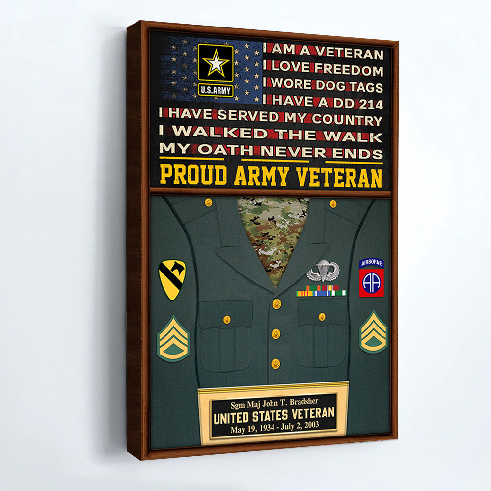 Personalized Poster And Canvas Gift For Military Veteran Dad Grandpa Veteran Custom Uniform Rank Name Division K1702 Trhn