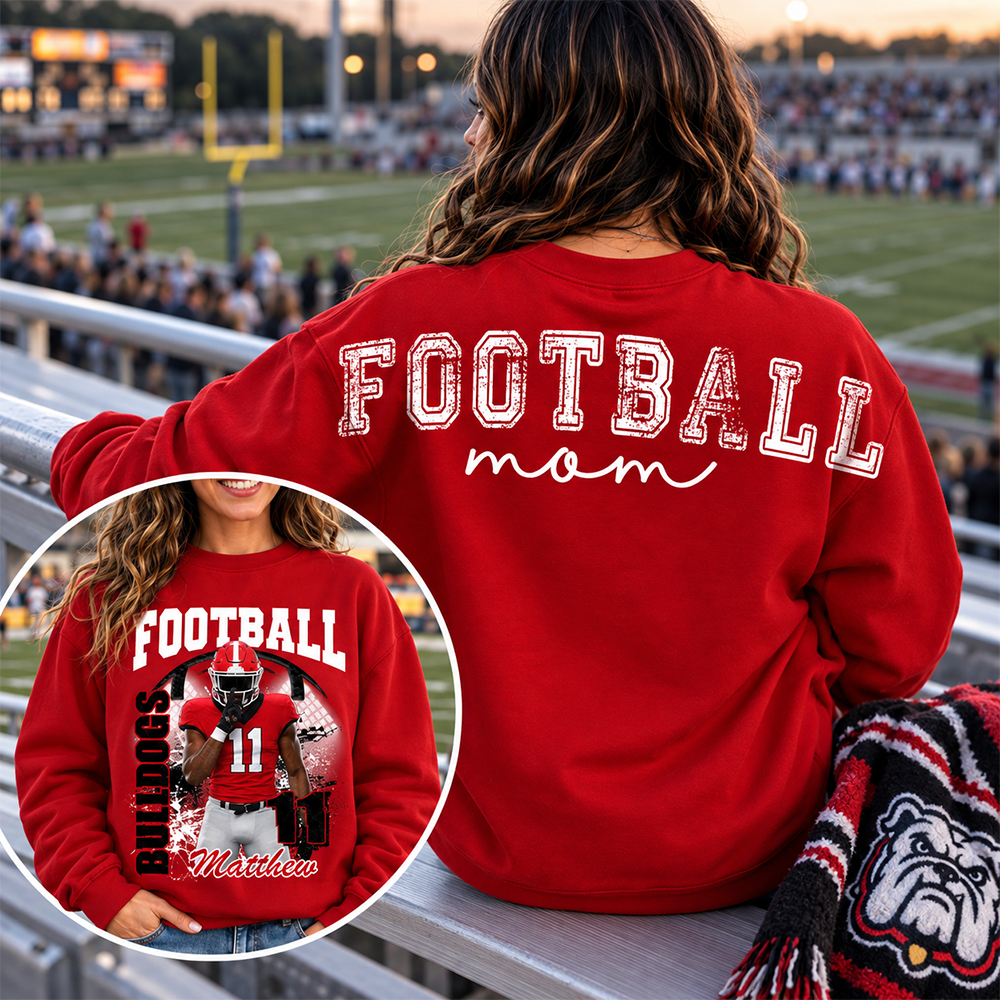 Custom Football Mom Sweatshirt,   Game Day Football Mom, Sports Mom Gift L0411 Hv01