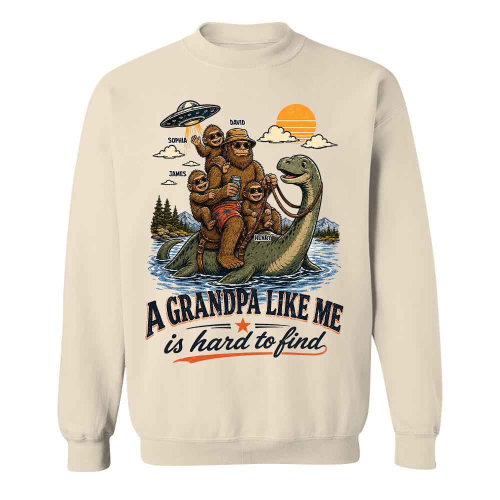 Personalized A Grandpa Like Me Is Hard To Find Retro Lake Monster Shirt, Unique Gift for Papa, Dad, Grandpa Hv01