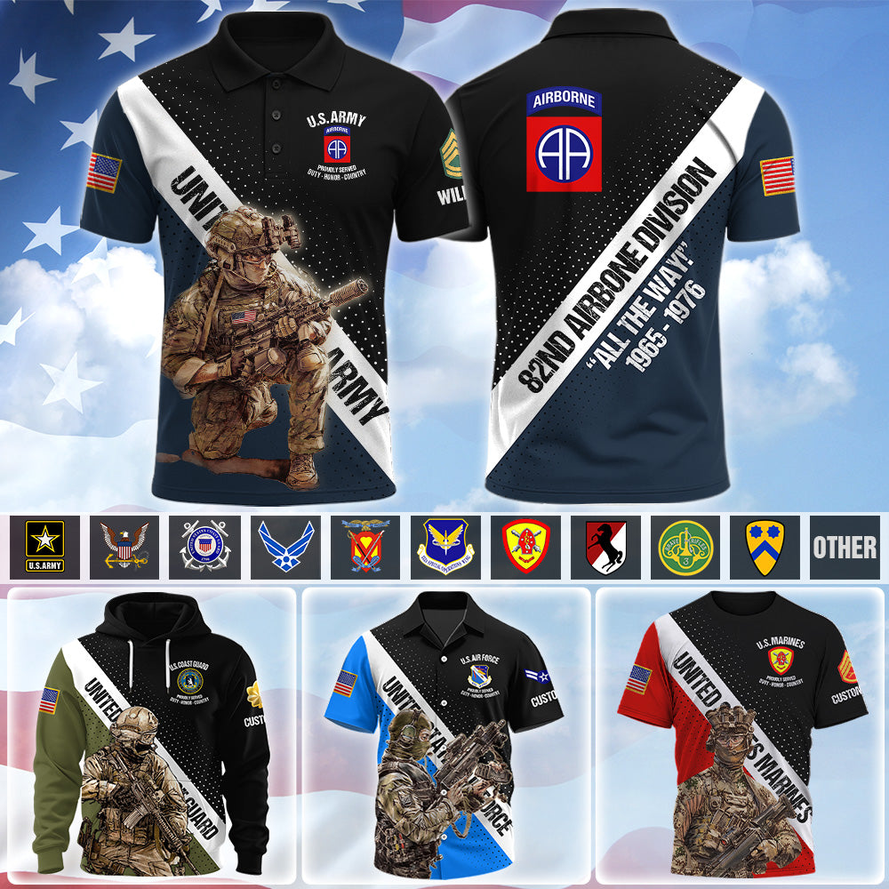 Custom US Veteran Shirt And Pants Available All Branches Military Proudly Served Gift For Veterans All Over Print Shirt K1702 MT2