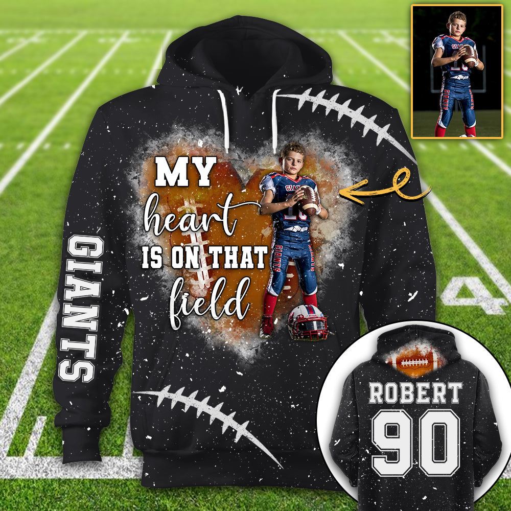 Personalized My Heart Is On That Field Football Custom Photo Player All Over Print Shirt K1702