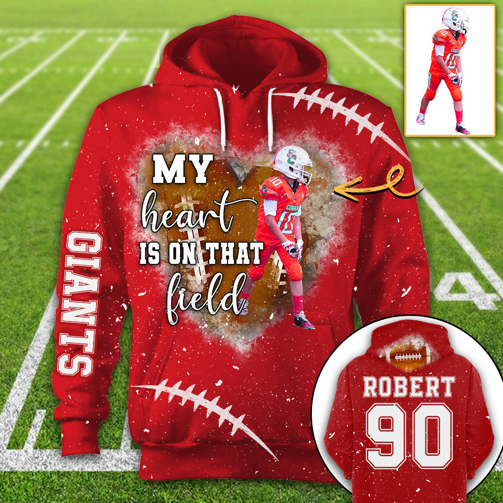 Personalized My Heart Is On That Field Football Custom Photo Player All Over Print Shirt K1702