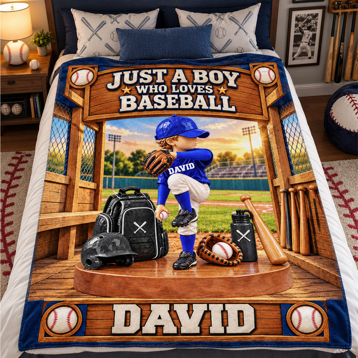Just A Boy Who Loves Baseball, Personalized Baseball Blanket, Custom Player Name Gift, Gift For Baseball Players C2408 Nh00 TL06