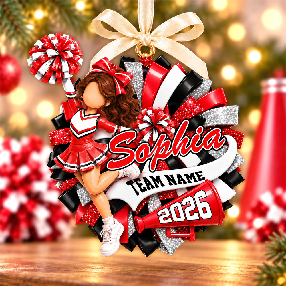 Custom Cheerleader Acrylic Ornament,  Cheerleading Christmas, Cheer Team Gift L0411 Hv01