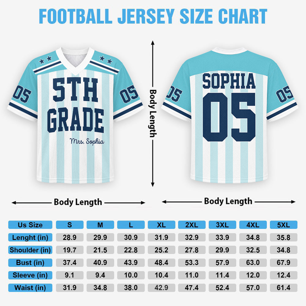 Personalized Teacher Football Jersey, Custom Name Number Jersey, First Grade Teacher Shirt, Back To School Gift, Teacher Team Game Day Tee Hv01