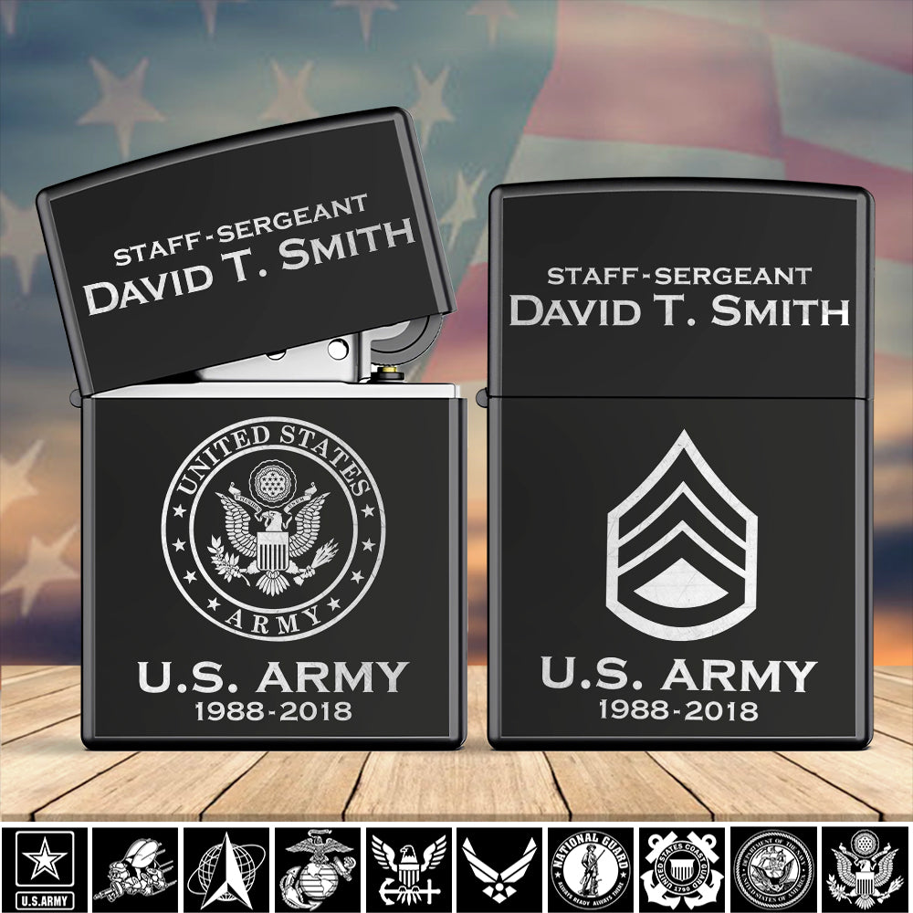 Custom Military Lighter Veteran Military Retirement Gift K1702 Trhn