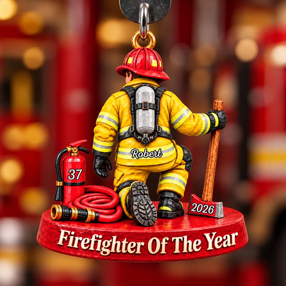 Personalized Firefighter Ornament Firefighter Of The Year Custom Name & Number Christmas Ornament Gift for Firefighter Lovers H2511 Trna