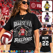 I'll Always Be Your Biggest Fan, Personalized Volleyball Mom Shirt, Custom Player Name & Number Tee, Game Day Mom Gift Na02 VH01