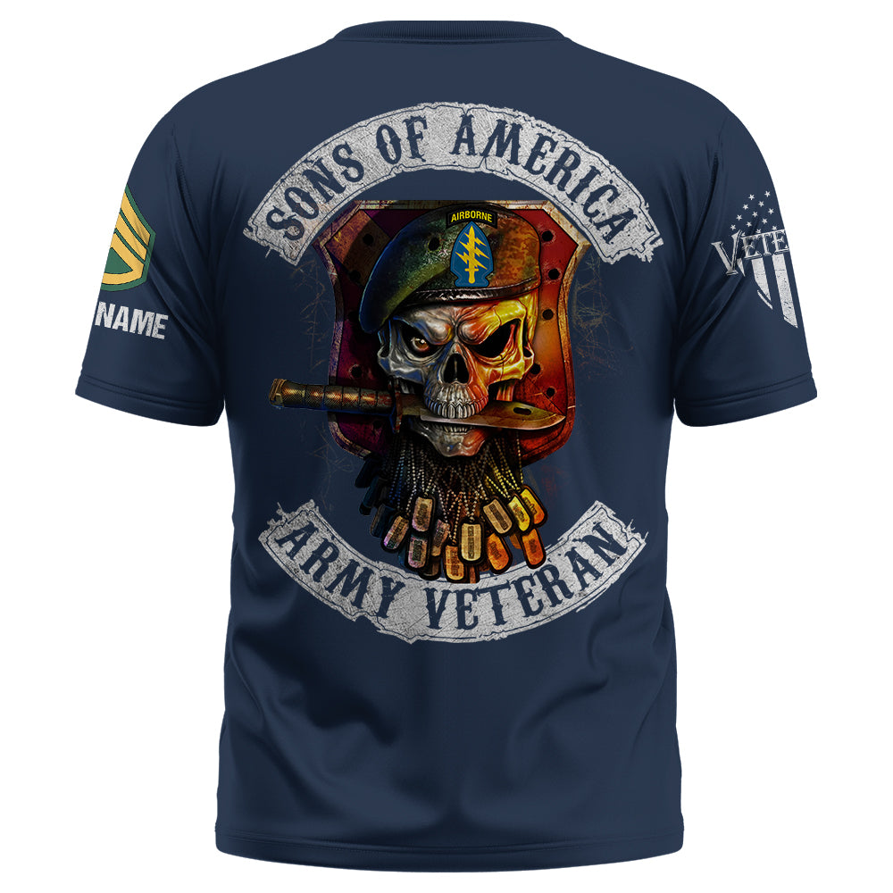 Skull Sons Of America US Army Veteran Custom Shirt For Soldier Veteran K1702 Trhn