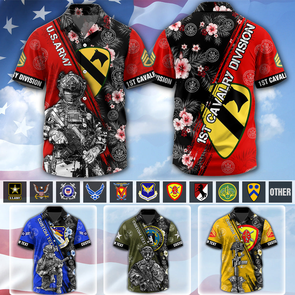 Personalized Hawaiian Shirt Custom Military Gift For Veterans Custom All Branches Hawaiian Shirt Gift K1702 MT2